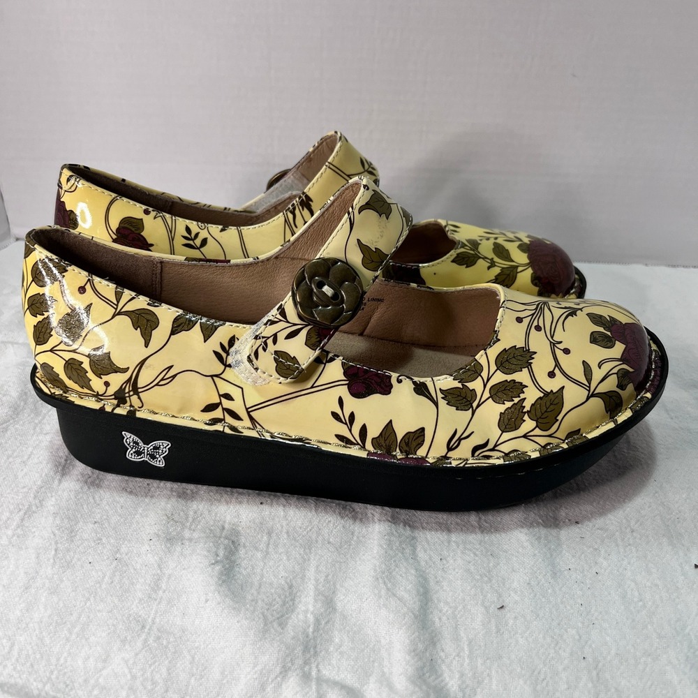 Alegria Paloma Yellow Red White Rose PAL-514 Mary Jane Clog Shoe Women's 10.5 - Picture 3 of 9